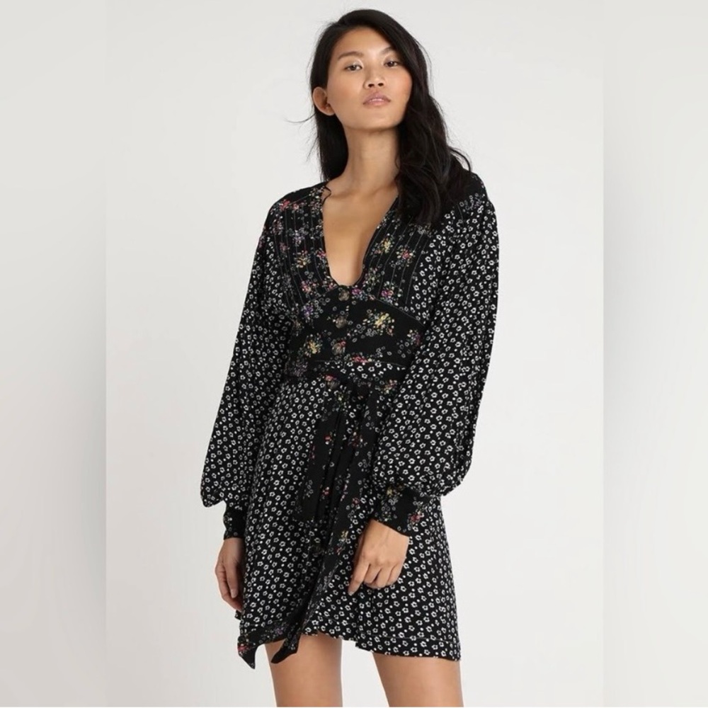 FREE PEOPLE Floral Black Dress